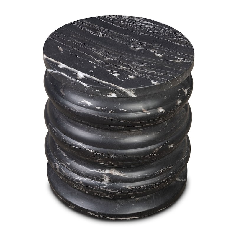 Marq Rounded Tiers Concrete Side Table with Marble Finish