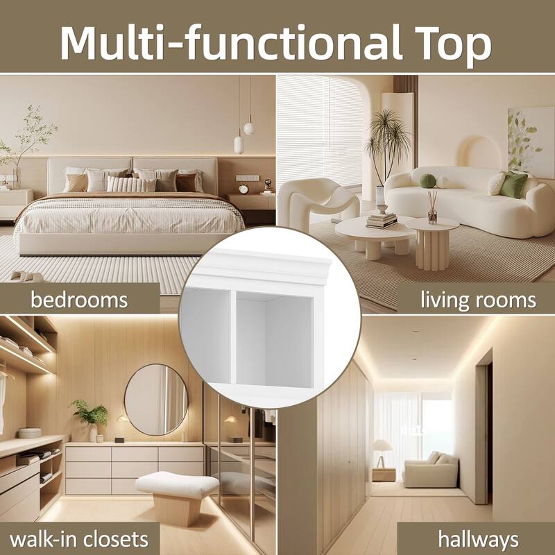 Modern Hall Tree with Bench, 5 Cubbies, 4 Doors & 5 Drawers, Adjustable Shelves, 62.4 x 19.7 x 78.7 in