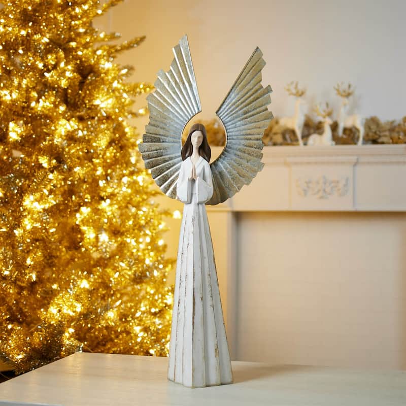 Angel Christmas Statue - 36" - White and Gold