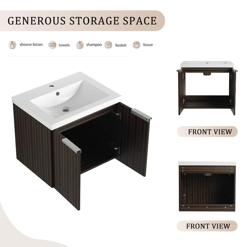Beingnext 24"/30"/36" Bathroom Vanity with Sink, Floating Bathroom Vanity with 2 Soft Close Doors