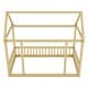 preview thumbnail 41 of 52, House Floor Bed with House Roof Frame and Safety Guardrails, Twin/Full Size Wooden Floor Montessori Bed House Bed for Kids