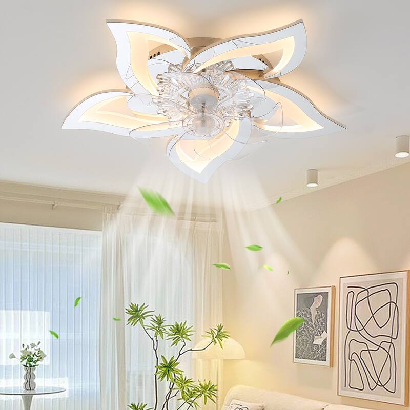 27 In Ceiling Fan with Lights Remote Contro Dimmable LED, 6 Gear Wind Speed Fan Light - Silver