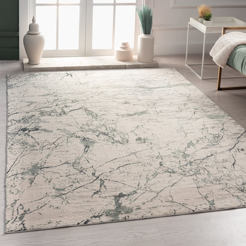 Sevita Ivory Abstract Modern/Contemporary Area Rug