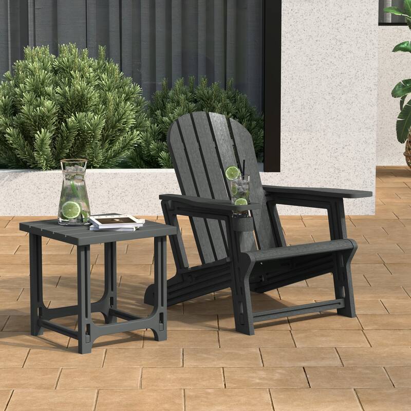 Coastline Outdoor Poly Adirondack Chair with Side Table