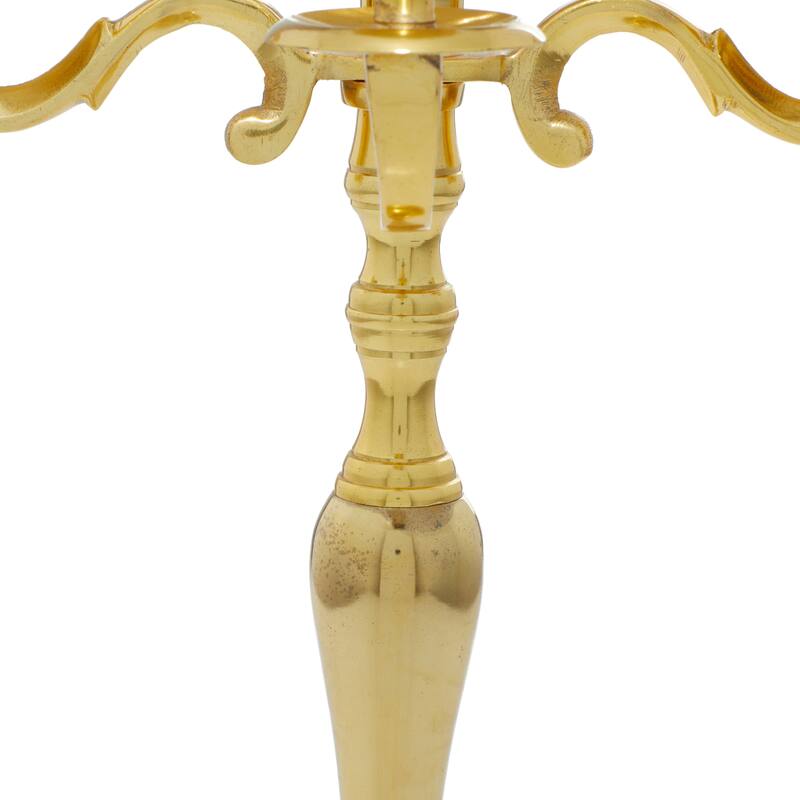 Aluminum Metal Candelabra - Gold - Roche River Decor - 14"W x 14"L x 25"H