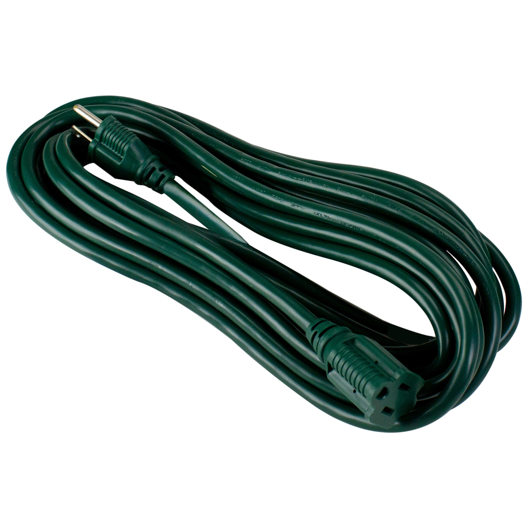 25ft Green 3-Prong Outdoor Extension Power Cord with Outlet Block - 25'
