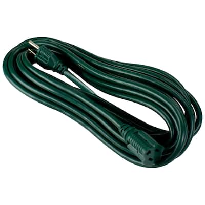 25ft Green 3-Prong Outdoor Extension Power Cord with Outlet Block - 25'