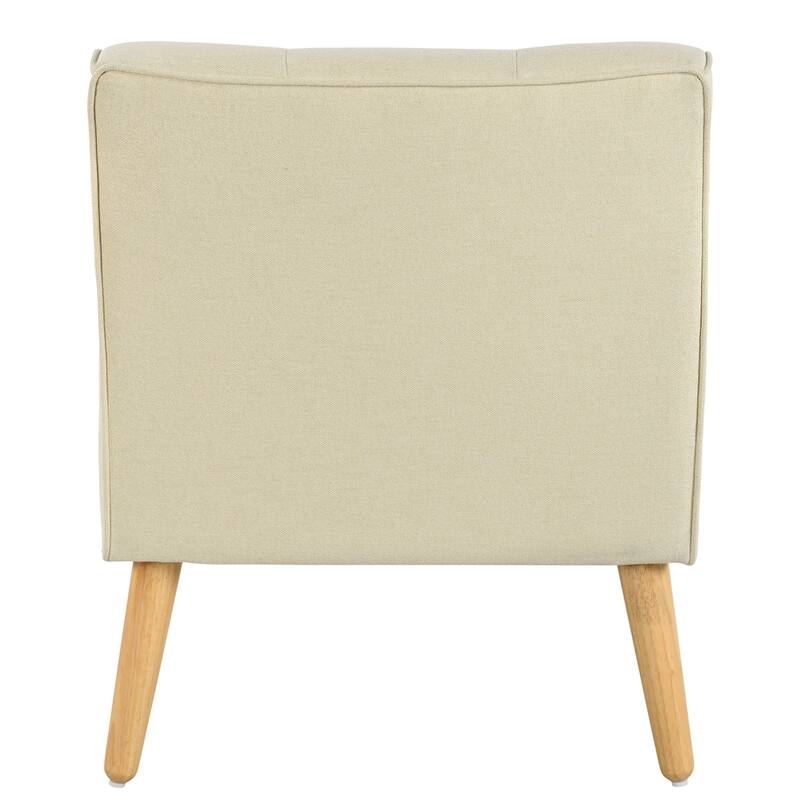ufted Fabric Accent Chair with Solid Wood Legs