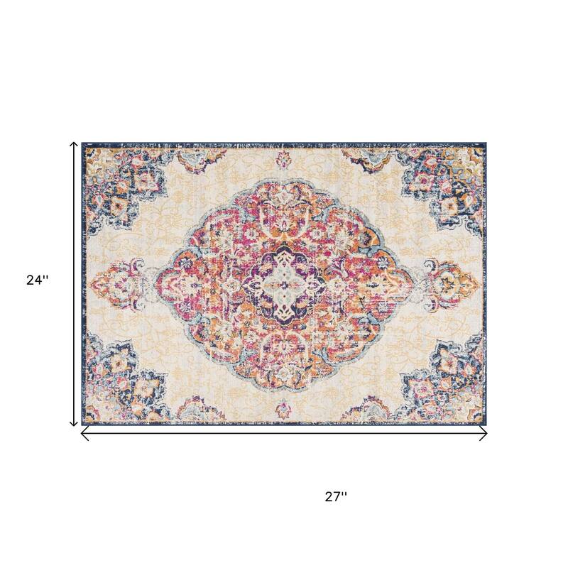 HomeRoots Oriental Transitional Square Area Rug - 27.00 in. x 24.00 in. x 0.40 in.