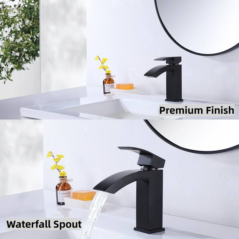 Modland Single Handle Waterfall Bathroom Sink Faucet with Deck Plate
