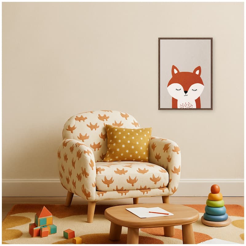 Kate and Laurel Fox by July Art Prints Framed Canvas Wall Art Print