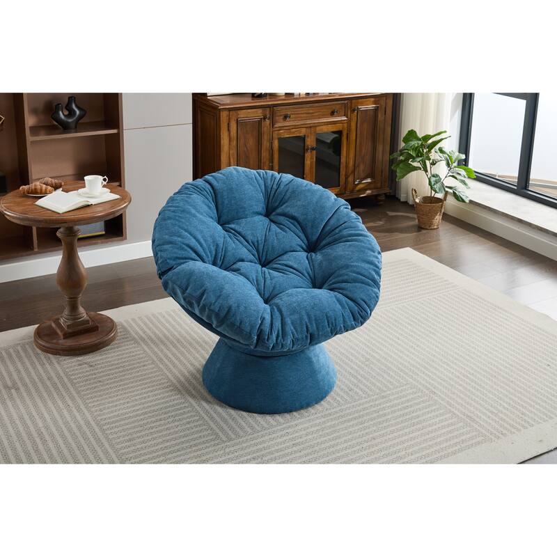 Oversized Swivel Accent Chair, 360-Degree Swivel Barrel Chair, Papasan Chair for Living Room and Bedroom Comfort - DARK Blue