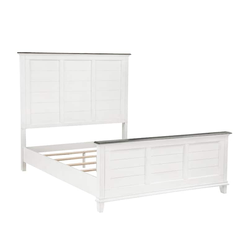 Antique White Farmhouse Style Bed Panel Headboard Wooden Furniture 1pc