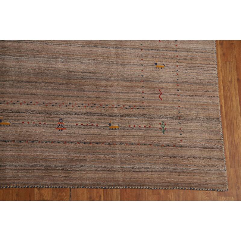 Hand Knotted Oriental 100% Wool Carpet Tribal Tribal Brown Gabbeh Area Rug - 11' 7'' X 9' 0''