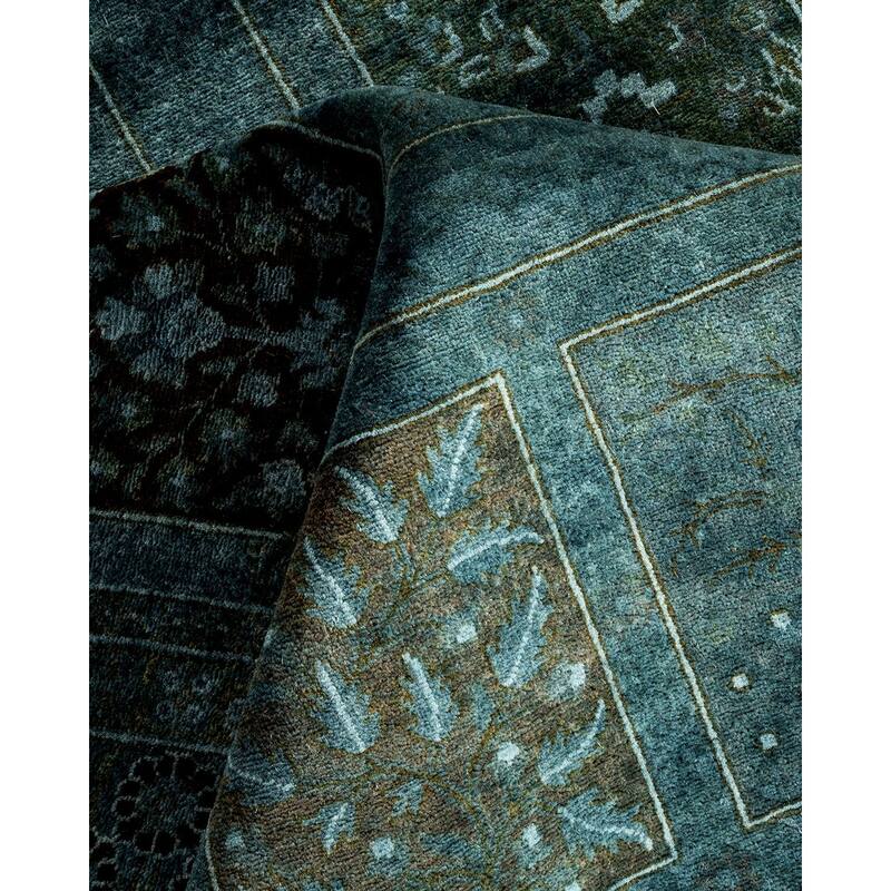 Overton Hand Knotted Wool Vintage Inspired Modern Contemporary Overdyed Gray Area Rug - 6' 1" x 9' 0"