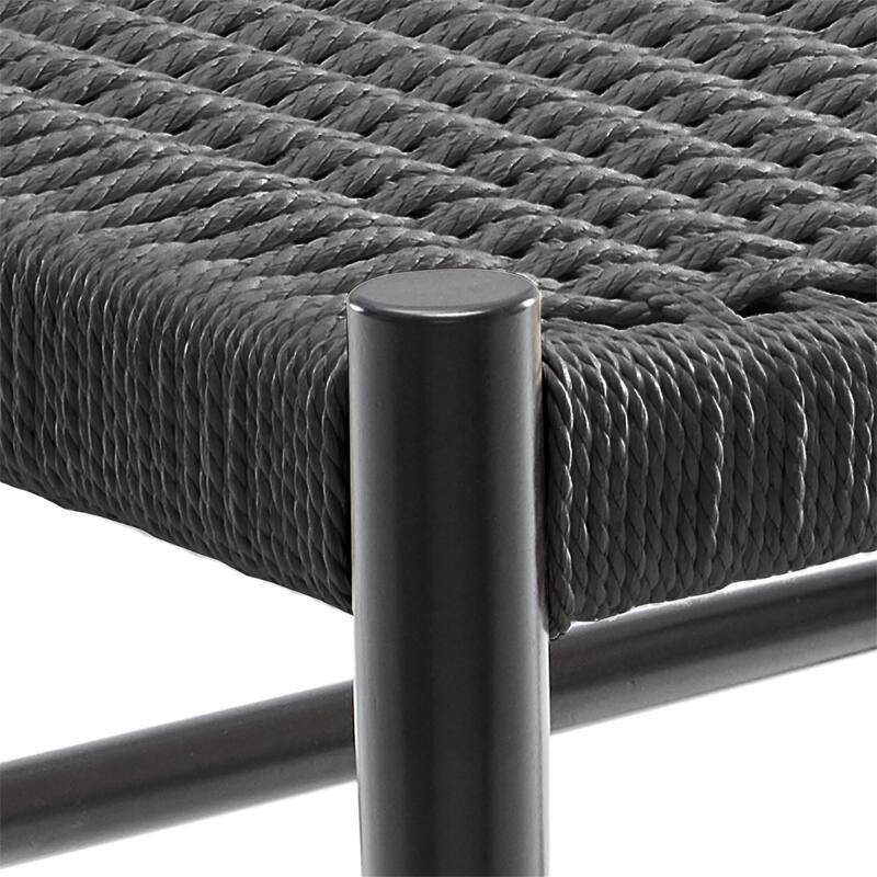 Set of 2 Wood and Rattan Dining Chairs with Woven Seat, Fully-Assembled