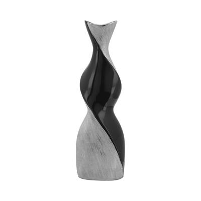 20" Twisted Vase, Black, silver 20.0"H