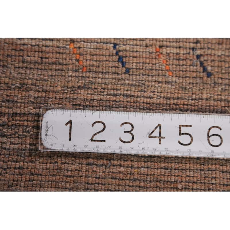 Striped Brown Gabbeh Oriental Area Rug Hand-Knotted Wool Carpet - 8'0" x 9'9"