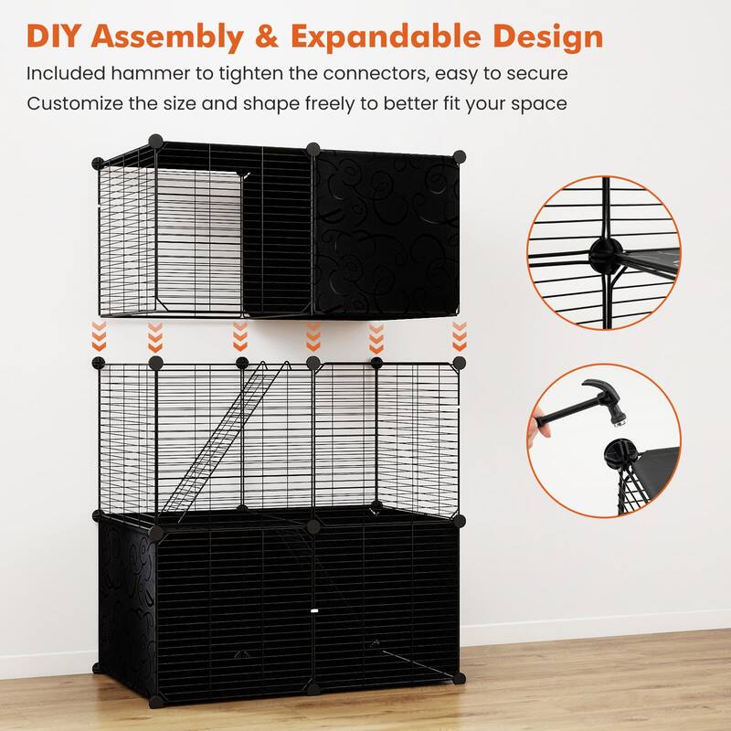Costway 3-Tier Indoor Metal Wire Kitten Enclosure with 2 Ramps, Pet - See Details