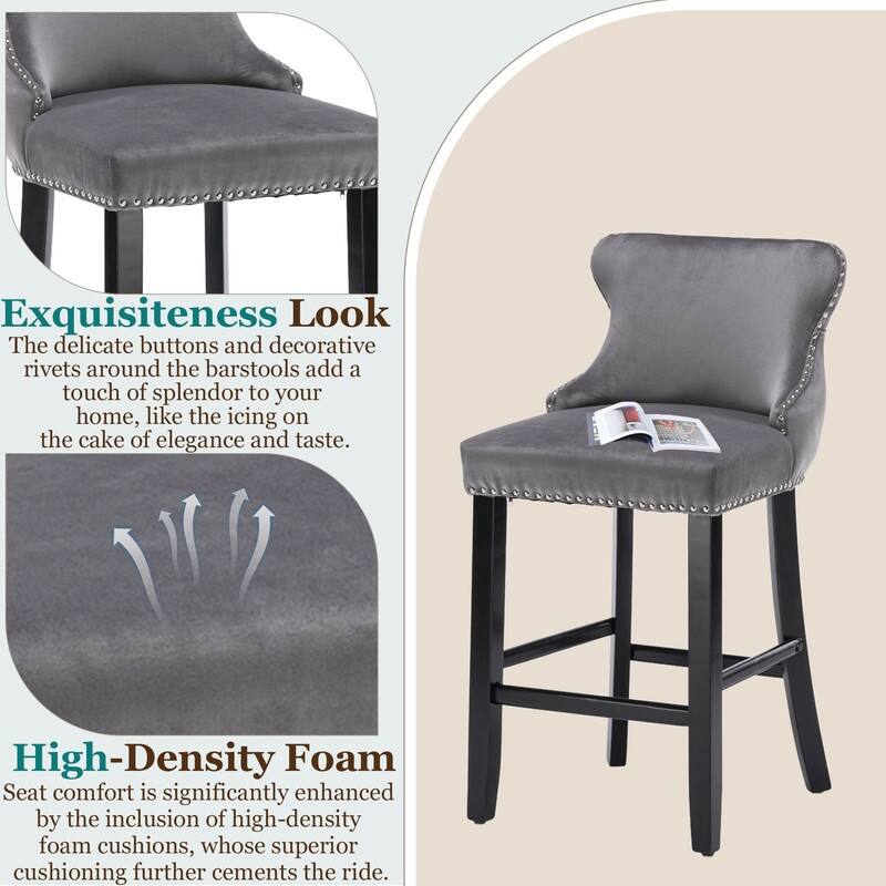 Upholstered Wing Back Bar Stools (Set of 6)