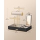 preview thumbnail 7 of 17, Gold Metal Multi-Tier Jewelry Holder with Necklace, Earring & Bracelet Organizer Stand - 6.7"D x 10.6"W x 11.4"H