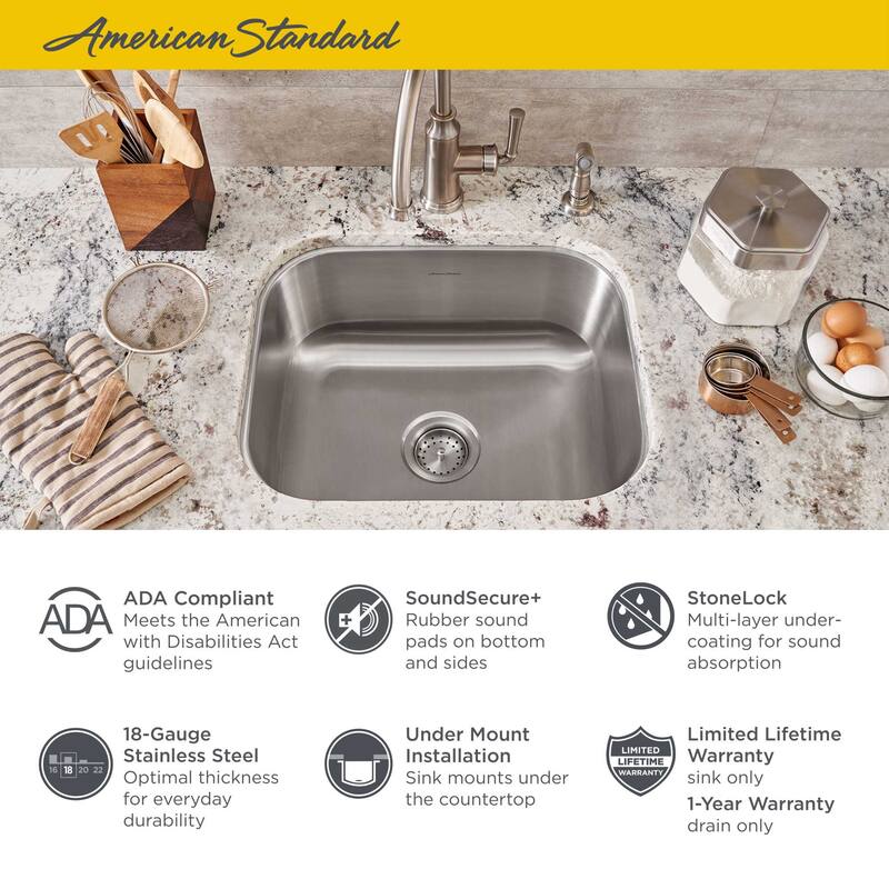 American Standard Portsmouth 17-13/16" Drop In Single Basin Stainless