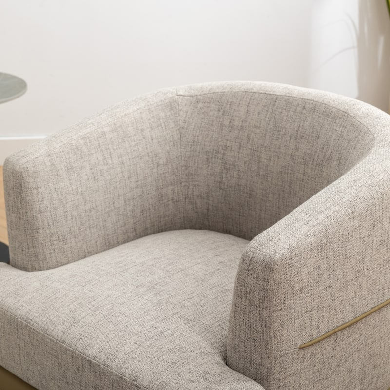 Mustard Modern 28.9" Two-tone Barrel Fabric Chair with Broad and Thick Cushion and Sturdy Metal Legs for Living Room