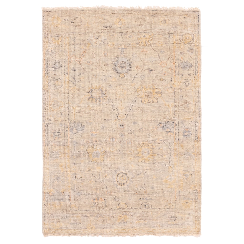 ECARPETGALLERY Hand-knotted Modern Oushak Light Grey Wool Rug - 4'1 x 5'9
