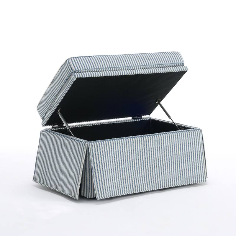 Skirted Rectangular Flip-Top Storage Ottoman