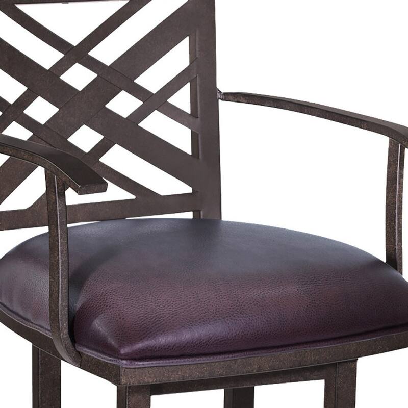 Brown Faux Leather Full Back Counter Bar Stool with Iron Frame and Cushion - 19” x 19” x 45” (D x W x H)