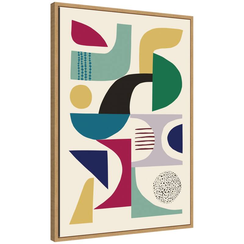 Kate and Laurel Sylvie MCM Retro Abstract Patttern Framed Canvas by Rachel Lee - 23x33