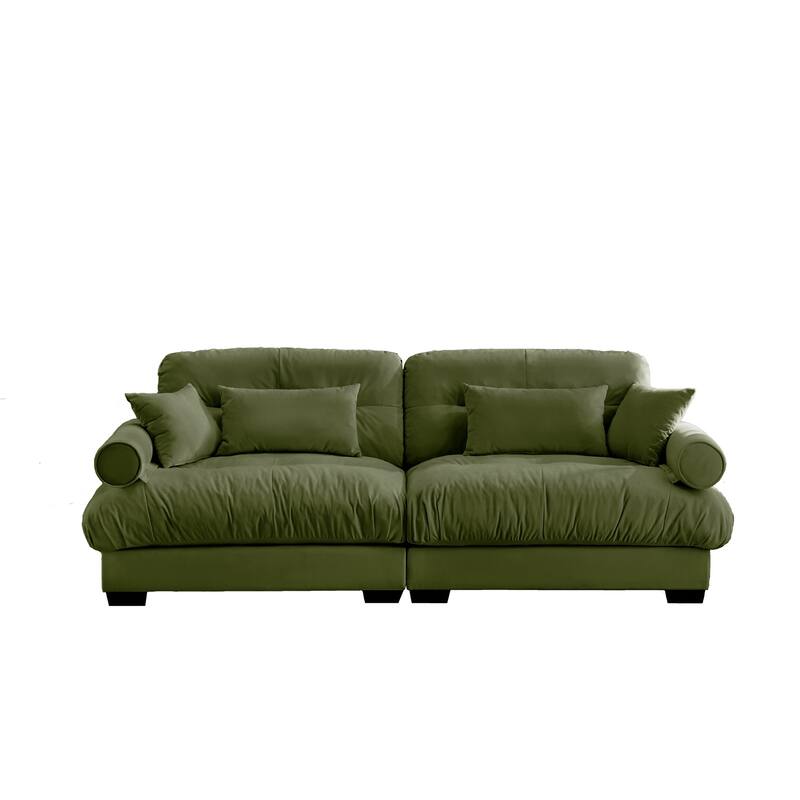 Modern Sectional Couch Comfortable Upholstered Sofa Set with Lumbar Pillow and Throw Pillow for Living Room