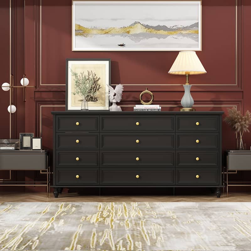 63"W Wood Dresser Bedroom Storage Drawer Organizer Closet 12 Drawer