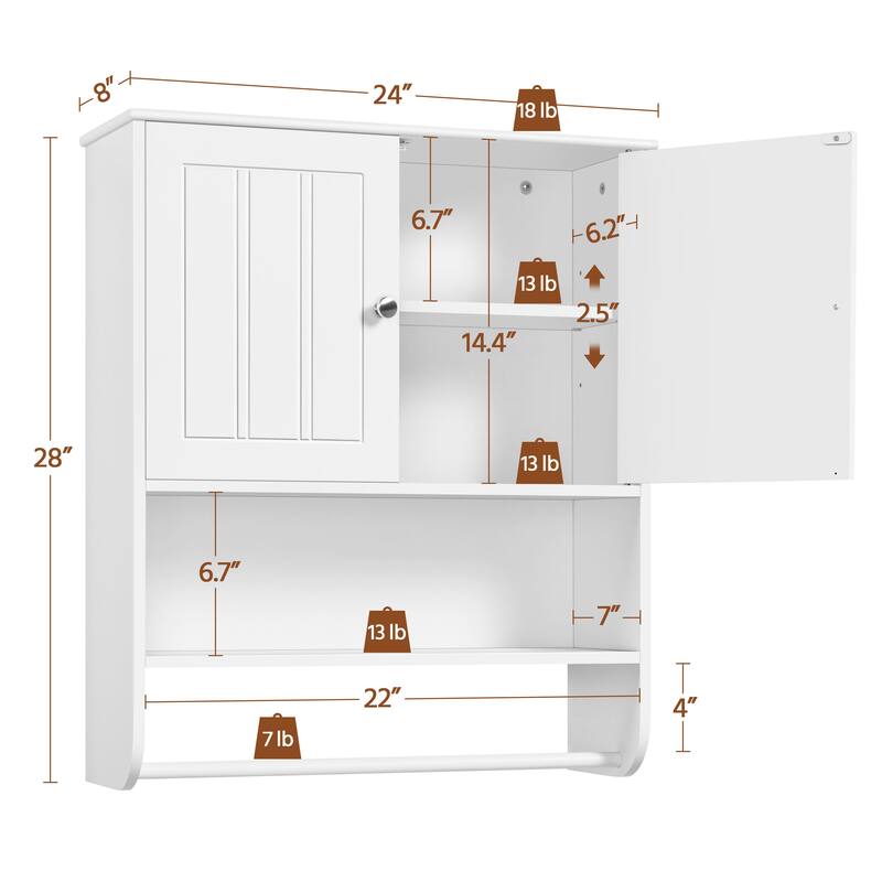 Yaheetech Over The Toilet Storage Cabinet with Open Shelf for Living Room, Laundry Room, Mudroom