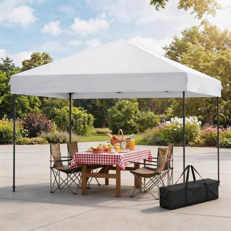 Folding Pop Up Canopy Tent, Height Adjustable - White - 10*20 Ft