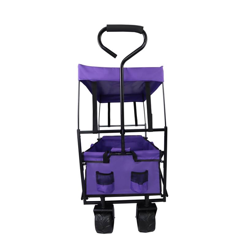 Outdoor Camping Kids Foldable Wagon,Portable Beach Trolley Cart with Removable Canopy