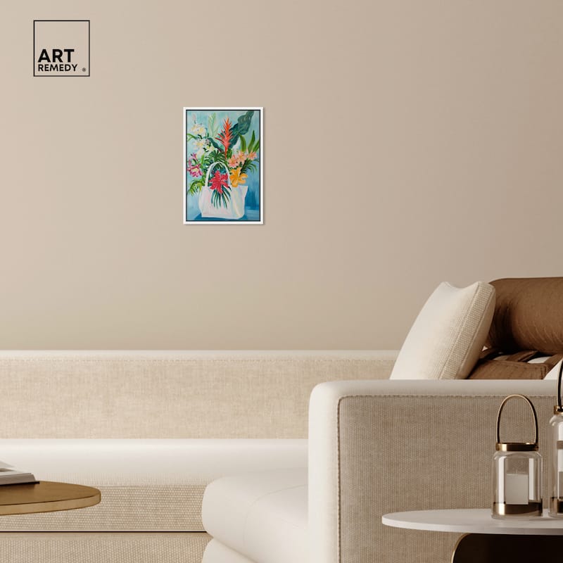 Art Remedy Tropical Flower Bag Framed Flowers In Vase Paintings