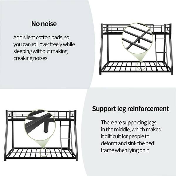 slide 2 of 12, Metal Twin over Full Bunk Bed/ Heavy-duty Sturdy Metal/ Noise Reduced/ Safety Guardrail Black
