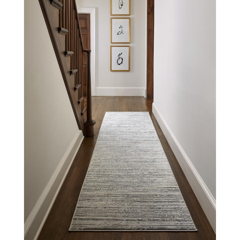 Livabliss Tibetan Mid-Century Abstract Area Rug - Grey - 2' 7" x 10'