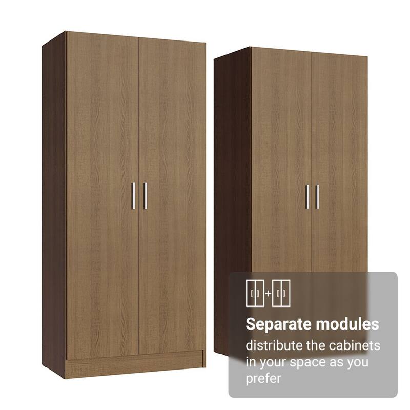 Madesa 4 Doors Wardrobe Storage Cabinet with Ample Shelves 63"L