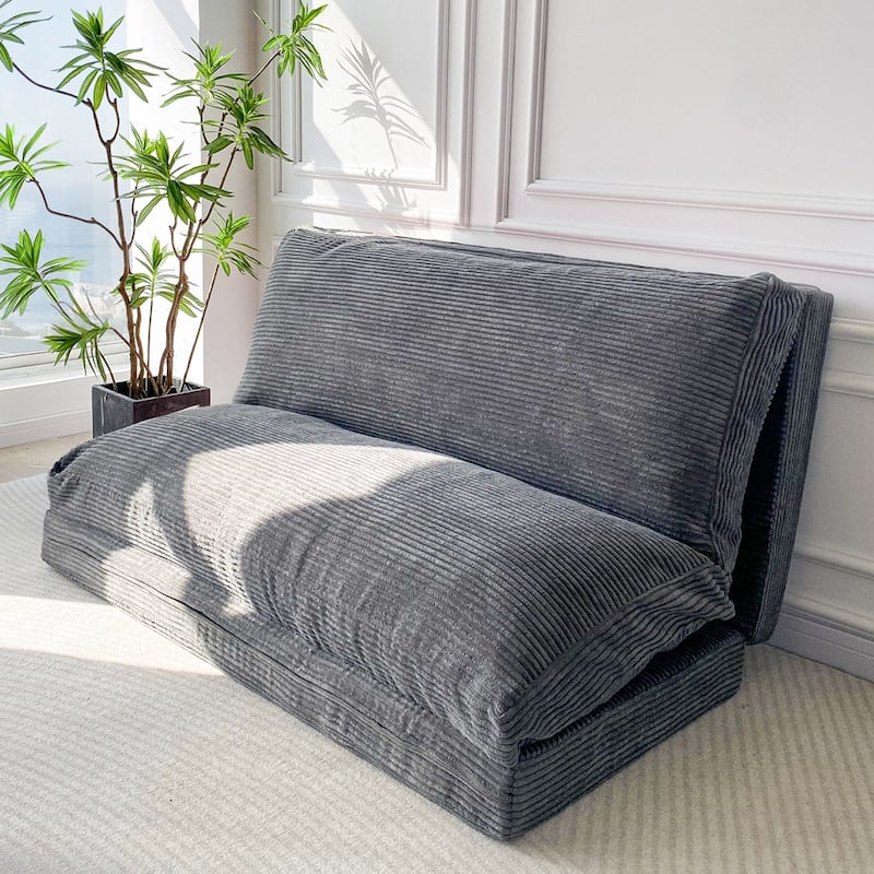 Corduroy Bean Bag Folding Sofa Bed - Charcoal - Small