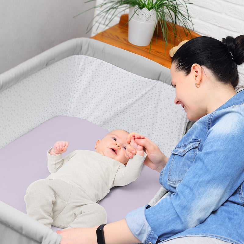 Sweet Jojo Designs Boho Shabby Chic Floral Girl 2P Baby Bassinet Fitted Sheets Solid Purple Ivory Bohemian Vintage Watercolor