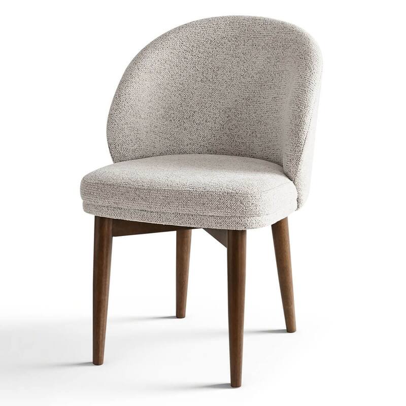 Upholstered Barrel Dining Chair With Walnut Legs (Set of 2)