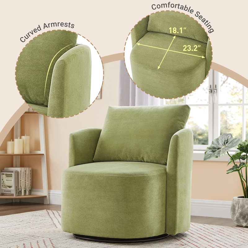 Swivel Chair for Living Room, 29.9" Accent Armchair with Removable Backrest Upholstered Swivel Sofa Chair for Office