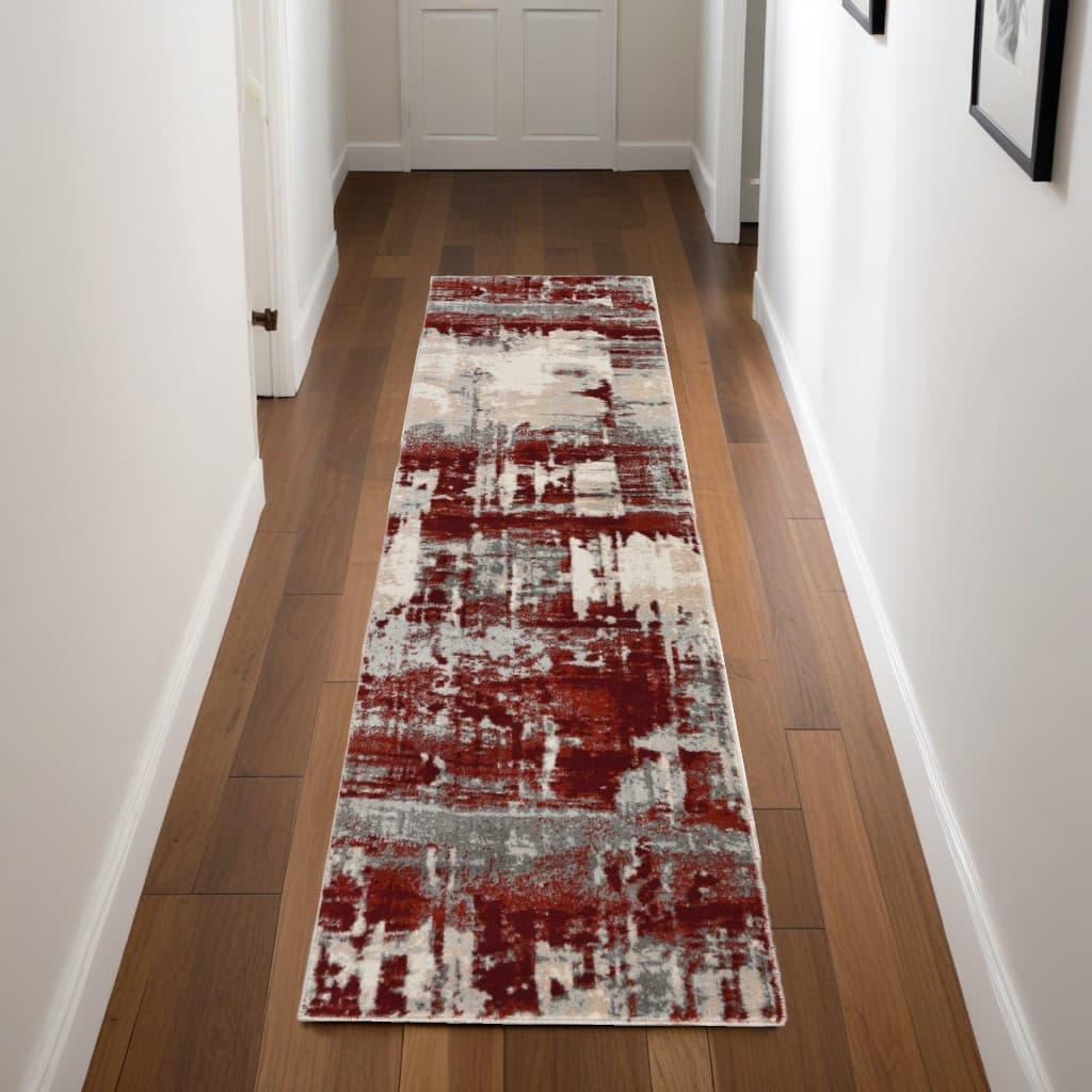 Juko Power Loomed Abstract Modern Non Skid Stain Resistant Area Rug By HomeRoots - 90' X '26' X '0.5