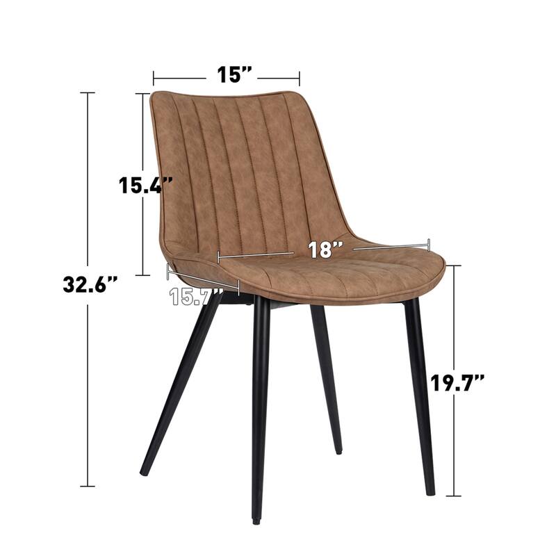 AVAWING Mid-Century Modern Dining Chairs Set of 2 Leather Upholstered Leisure