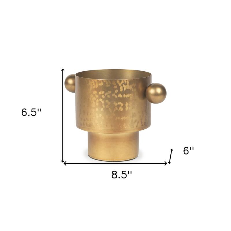 7" Gold Cast Iron Round Table Vase - 8.50