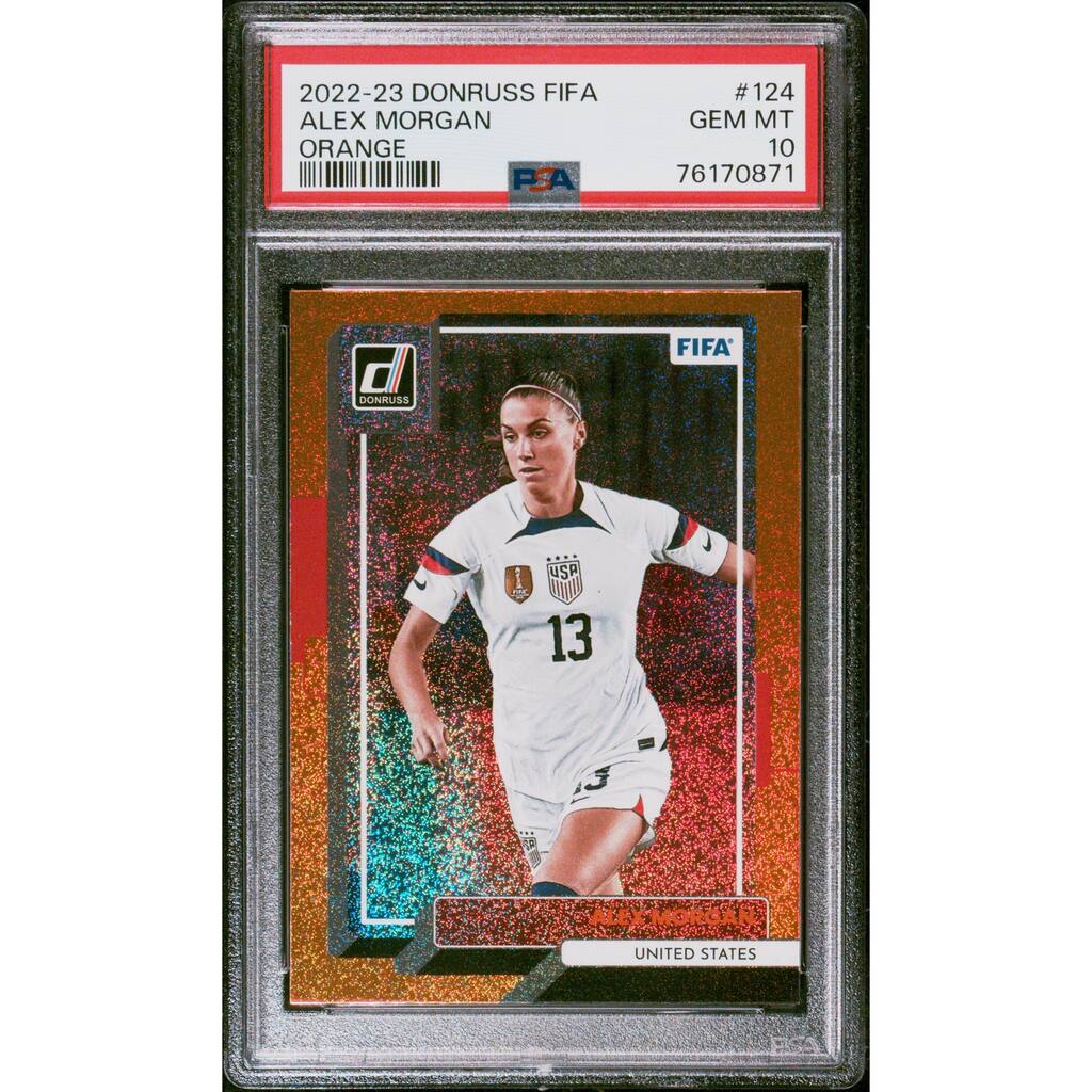Alex Morgan 2022 Panini Donruss Optic World Cup Orange Card #124 Graded PSA 10 - 8'6" x 11'6"