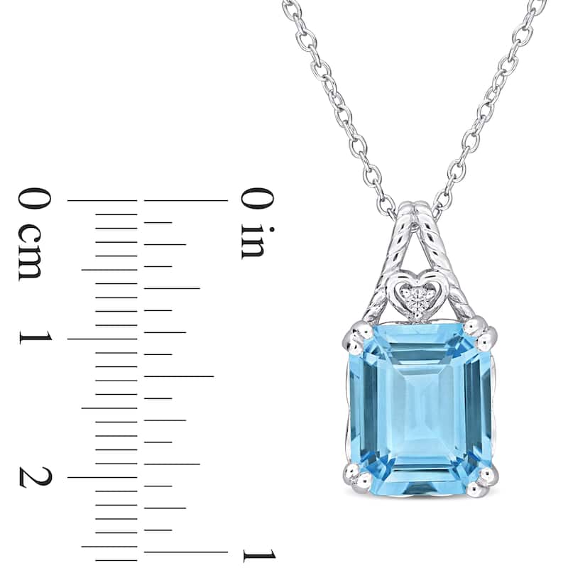 Miadora 7 1/2ct TGW Sky Blue White Topaz Necklace Sterling Silver