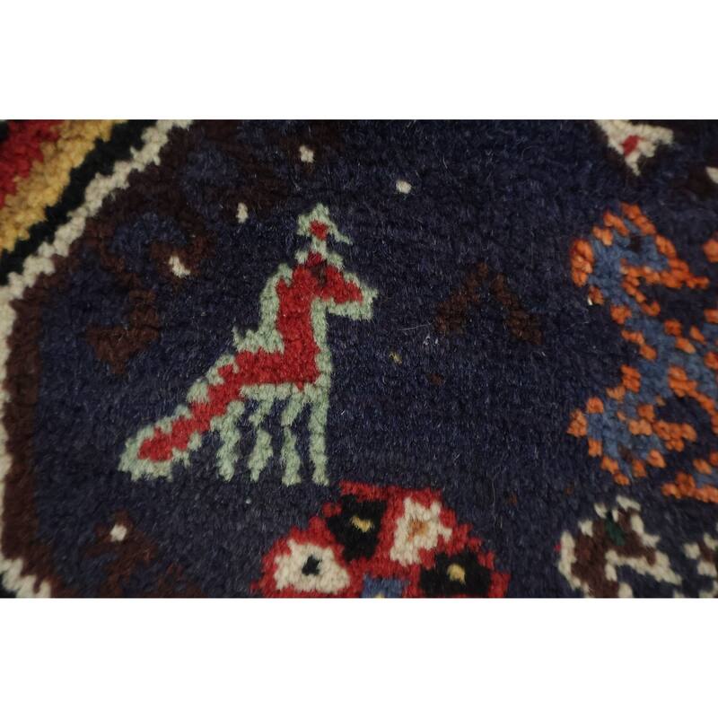 Hand Knotted Oriental 100% Wool Carpet Traditional Tribal Navy Blue & Blues Balouch Runner Rug - 10' 6'' X 1' 11''